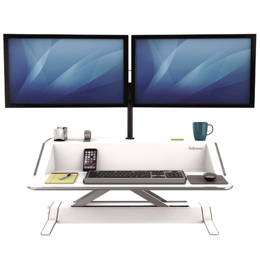 Lotus™ weißer Sitz-Steh-Arbeitsplatz