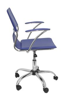 FORÖL Modelo Bogarra - Silla de oficina ergonómica con brazos fijos, regulable en altura y giratoria 360º - Asiento y respaldo tapizados en similpiel color azul