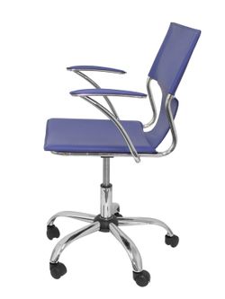 FORÖL Modelo Bogarra - Silla de oficina ergonómica con brazos fijos, regulable en altura y giratoria 360º - Asiento y respaldo tapizados en similpiel color azul