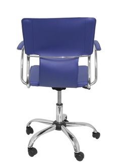 FORÖL Modelo Bogarra - Silla de oficina ergonómica con brazos fijos, regulable en altura y giratoria 360º - Asiento y respaldo tapizados en similpiel color azul