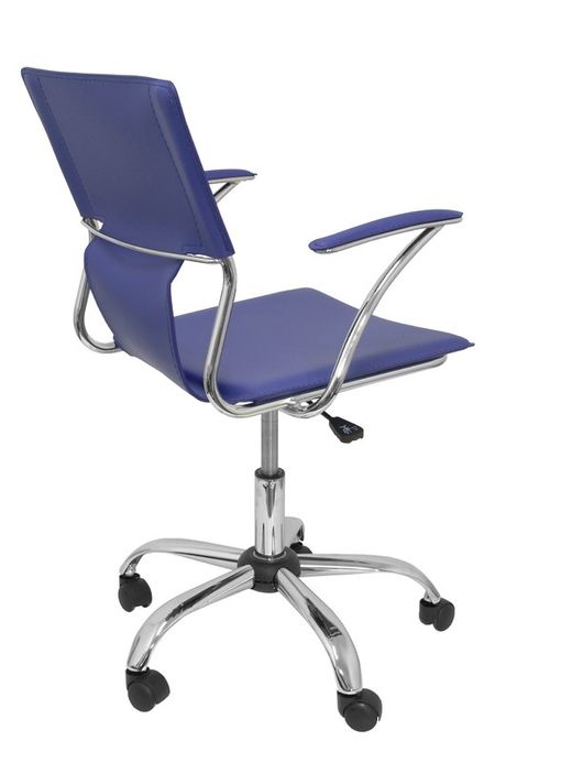 FORÖL Modelo Bogarra - Silla de oficina ergonómica con brazos fijos, regulable en altura y giratoria 360º - Asiento y respaldo tapizados en similpiel color azul