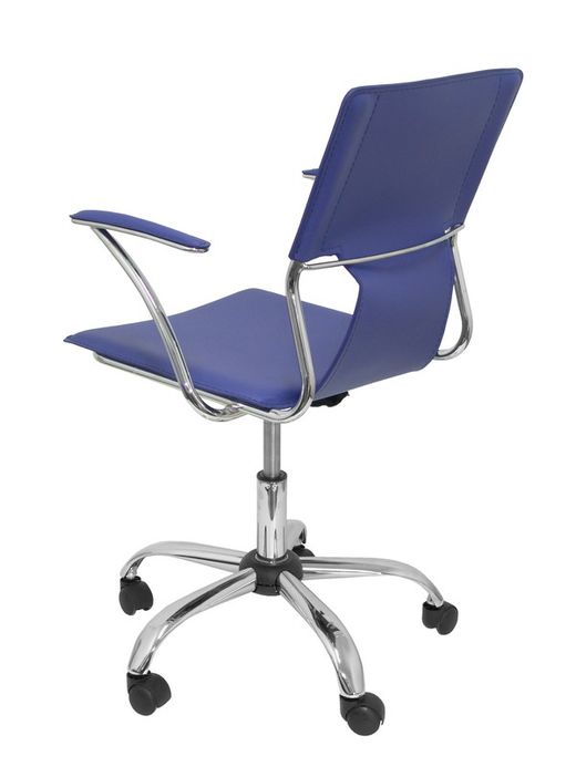 FORÖL Modelo Bogarra - Silla de oficina ergonómica con brazos fijos, regulable en altura y giratoria 360º - Asiento y respaldo tapizados en similpiel color azul