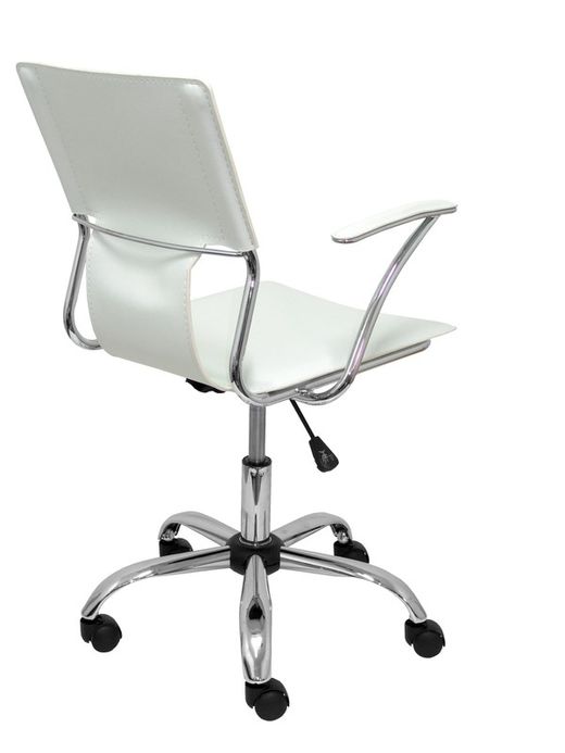 FORÖL Modelo Bogarra - Silla de oficina ergonómica con brazos fijos, regulable en altura y giratoria 360º - Asiento y respaldo tapizados en similpiel color blanco