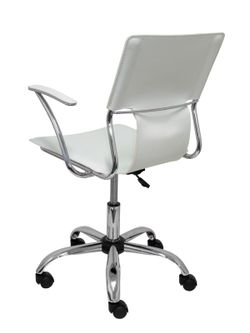 FORÖL Modelo Bogarra - Silla de oficina ergonómica con brazos fijos, regulable en altura y giratoria 360º - Asiento y respaldo tapizados en similpiel color blanco