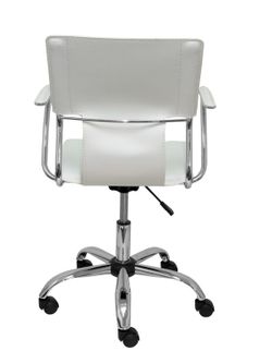 FORÖL Modelo Bogarra - Silla de oficina ergonómica con brazos fijos, regulable en altura y giratoria 360º - Asiento y respaldo tapizados en similpiel color blanco