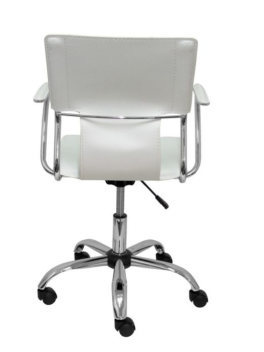 FORÖL Modelo Bogarra - Silla de oficina ergonómica con brazos fijos, regulable en altura y giratoria 360º - Asiento y respaldo tapizados en similpiel color blanco