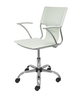 FORÖL Modelo Bogarra - Silla de oficina ergonómica con brazos fijos, regulable en altura y giratoria 360º - Asiento y respaldo tapizados en similpiel color blanco