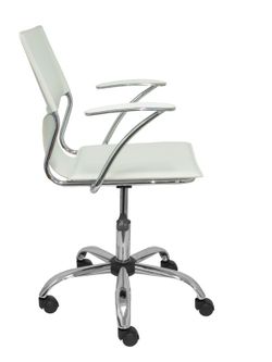 FORÖL Modelo Bogarra - Silla de oficina ergonómica con brazos fijos, regulable en altura y giratoria 360º - Asiento y respaldo tapizados en similpiel color blanco