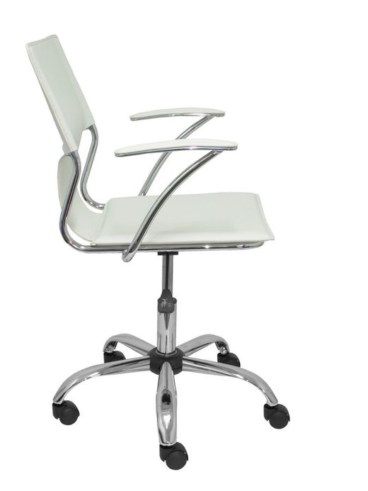 FORÖL Modelo Bogarra - Silla de oficina ergonómica con brazos fijos, regulable en altura y giratoria 360º - Asiento y respaldo tapizados en similpiel color blanco