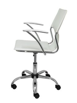 FORÖL Modelo Bogarra - Silla de oficina ergonómica con brazos fijos, regulable en altura y giratoria 360º - Asiento y respaldo tapizados en similpiel color blanco
