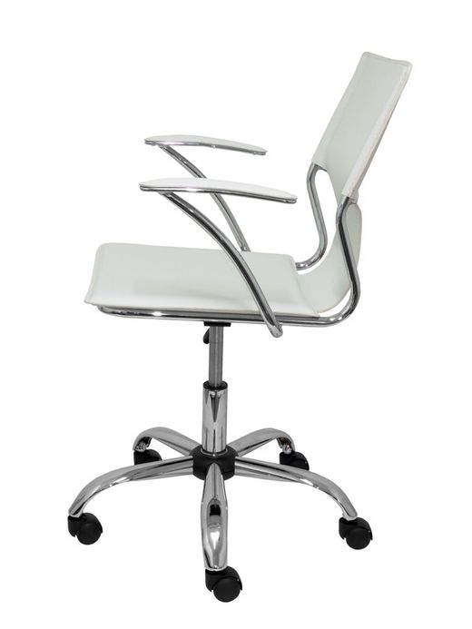 FORÖL Modelo Bogarra - Silla de oficina ergonómica con brazos fijos, regulable en altura y giratoria 360º - Asiento y respaldo tapizados en similpiel color blanco