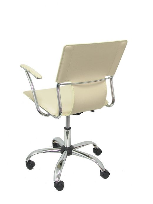 FORÖL Modelo Bogarra - Silla de oficina ergonómica con brazos fijos, regulable en altura y giratoria 360º - Asiento y respaldo tapizados en similpiel color crema