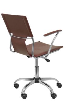 FORÖL Modelo Bogarra - Silla de oficina ergonómica con brazos fijos, regulable en altura y giratoria 360º - Asiento y respaldo tapizados en similpiel color marrón envejecido.