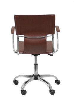 FORÖL Modelo Bogarra - Silla de oficina ergonómica con brazos fijos, regulable en altura y giratoria 360º - Asiento y respaldo tapizados en similpiel color marrón envejecido.