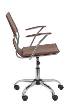 FORÖL Modelo Bogarra - Silla de oficina ergonómica con brazos fijos, regulable en altura y giratoria 360º - Asiento y respaldo tapizados en similpiel color marrón envejecido.
