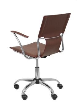 FORÖL Modelo Bogarra - Silla de oficina ergonómica con brazos fijos, regulable en altura y giratoria 360º - Asiento y respaldo tapizados en similpiel color marrón envejecido.