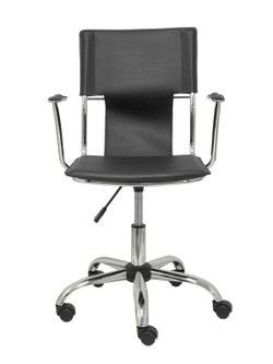 FORÖL Modelo Bogarra - Silla de oficina ergonómica con brazos fijos, regulable en altura y giratoria 360º - Asiento y respaldo tapizados en similpiel color marrón oscuro