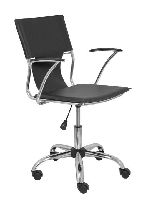 FORÖL Modelo Bogarra - Silla de oficina ergonómica con brazos fijos, regulable en altura y giratoria 360º - Asiento y respaldo tapizados en similpiel color marrón oscuro