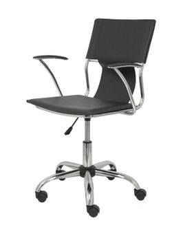 FORÖL Modelo Bogarra - Silla de oficina ergonómica con brazos fijos, regulable en altura y giratoria 360º - Asiento y respaldo tapizados en similpiel color marrón oscuro