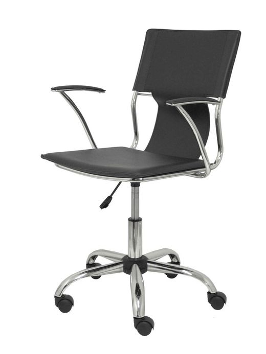 FORÖL Modelo Bogarra - Silla de oficina ergonómica con brazos fijos, regulable en altura y giratoria 360º - Asiento y respaldo tapizados en similpiel color marrón oscuro