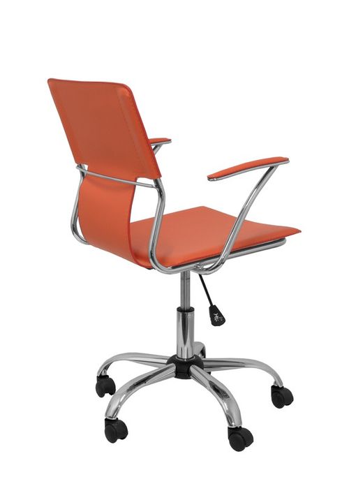 FORÖL Modelo Bogarra - Silla de oficina ergonómica con brazos fijos, regulable en altura y giratoria 360º - Asiento y respaldo tapizados en similpiel color naranja