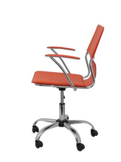 FORÖL Modelo Bogarra - Silla de oficina ergonómica con brazos fijos, regulable en altura y giratoria 360º - Asiento y respaldo tapizados en similpiel color naranja