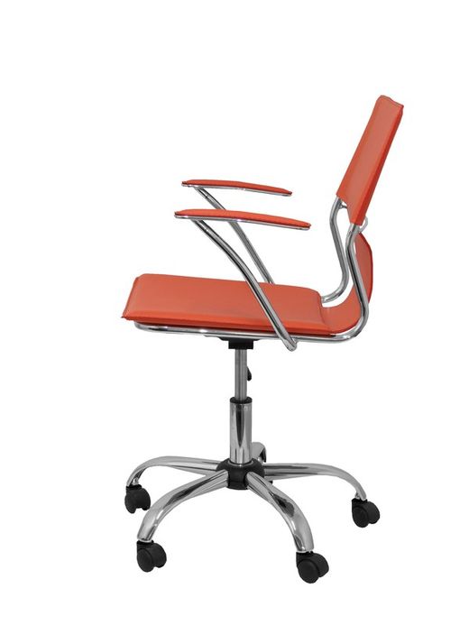 FORÖL Modelo Bogarra - Silla de oficina ergonómica con brazos fijos, regulable en altura y giratoria 360º - Asiento y respaldo tapizados en similpiel color naranja