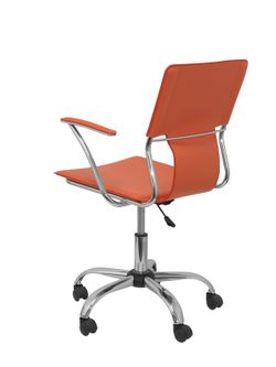 FORÖL Modelo Bogarra - Silla de oficina ergonómica con brazos fijos, regulable en altura y giratoria 360º - Asiento y respaldo tapizados en similpiel color naranja