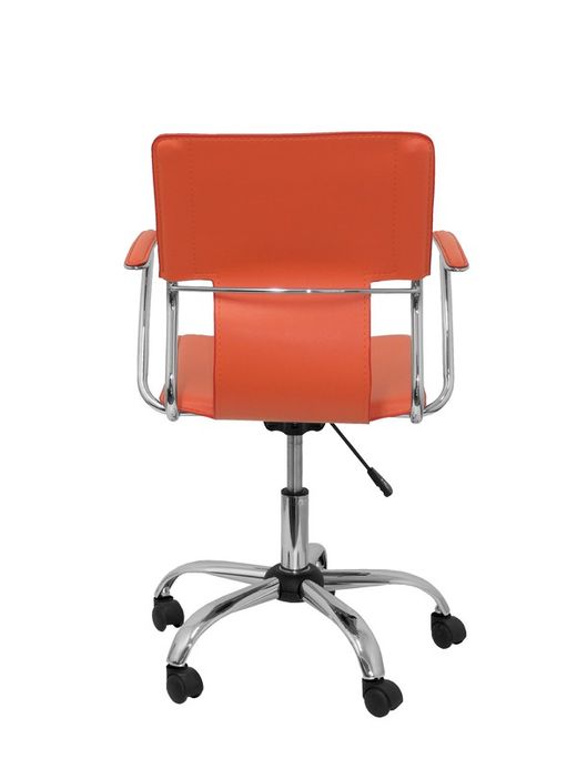 FORÖL Modelo Bogarra - Silla de oficina ergonómica con brazos fijos, regulable en altura y giratoria 360º - Asiento y respaldo tapizados en similpiel color naranja