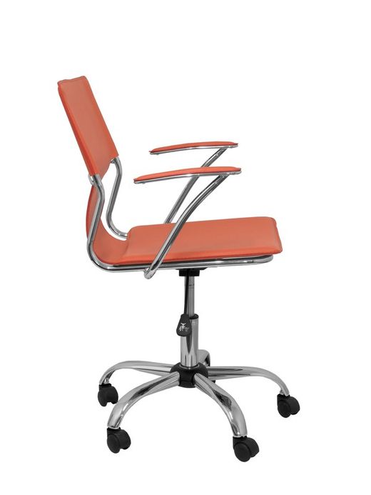 FORÖL Modelo Bogarra - Silla de oficina ergonómica con brazos fijos, regulable en altura y giratoria 360º - Asiento y respaldo tapizados en similpiel color naranja