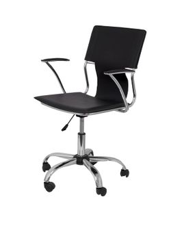 FORÖL Modelo Bogarra - Silla de oficina ergonómica con brazos fijos, regulable en altura y giratoria 360º - Asiento y respaldo tapizados en similpiel color negro.