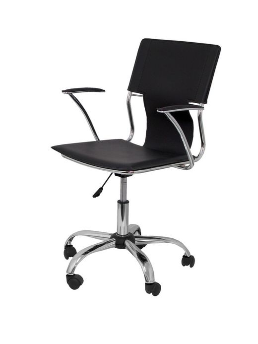 FORÖL Modelo Bogarra - Silla de oficina ergonómica con brazos fijos, regulable en altura y giratoria 360º - Asiento y respaldo tapizados en similpiel color negro.