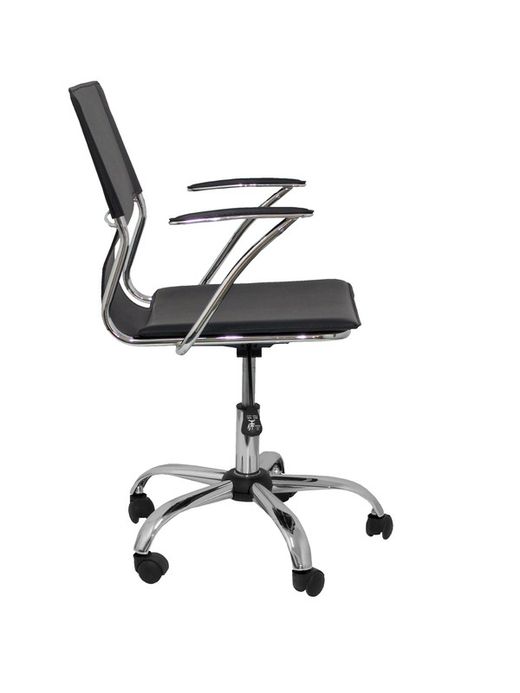 FORÖL Modelo Bogarra - Silla de oficina ergonómica con brazos fijos, regulable en altura y giratoria 360º - Asiento y respaldo tapizados en similpiel color negro.