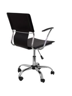 FORÖL Modelo Bogarra - Silla de oficina ergonómica con brazos fijos, regulable en altura y giratoria 360º - Asiento y respaldo tapizados en similpiel color negro.