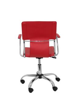 FORÖL Modelo Bogarra - Silla de oficina ergonómica con brazos fijos, regulable en altura y giratoria 360º - Asiento y respaldo tapizados en similpiel color rojo