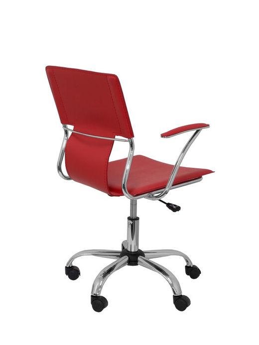 FORÖL Modelo Bogarra - Silla de oficina ergonómica con brazos fijos, regulable en altura y giratoria 360º - Asiento y respaldo tapizados en similpiel color rojo