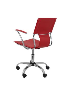 FORÖL Modelo Bogarra - Silla de oficina ergonómica con brazos fijos, regulable en altura y giratoria 360º - Asiento y respaldo tapizados en similpiel color rojo