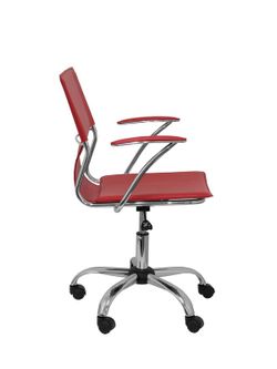 FORÖL Modelo Bogarra - Silla de oficina ergonómica con brazos fijos, regulable en altura y giratoria 360º - Asiento y respaldo tapizados en similpiel color rojo