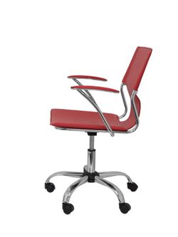 FORÖL Modelo Bogarra - Silla de oficina ergonómica con brazos fijos, regulable en altura y giratoria 360º - Asiento y respaldo tapizados en similpiel color rojo