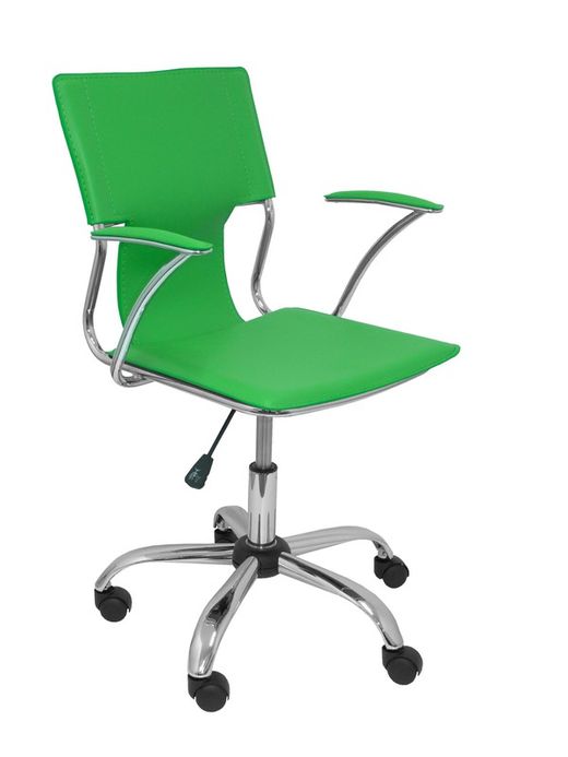 FORÖL Modelo Bogarra - Silla de oficina ergonómica con brazos fijos, regulable en altura y giratoria 360º - Asiento y respaldo tapizados en similpiel color verde. U_ADVTIC_Titulo