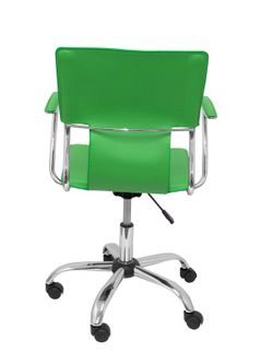 FORÖL Modelo Bogarra - Silla de oficina ergonómica con brazos fijos, regulable en altura y giratoria 360º - Asiento y respaldo tapizados en similpiel color verde. U_ADVTIC_Titulo
