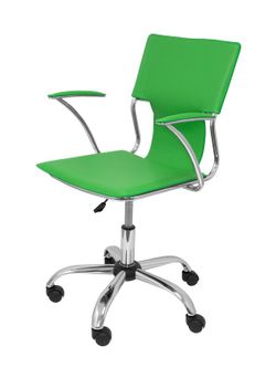 FORÖL Modelo Bogarra - Silla de oficina ergonómica con brazos fijos, regulable en altura y giratoria 360º - Asiento y respaldo tapizados en similpiel color verde. U_ADVTIC_Titulo