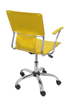 FORÖL Modelo Bogarra - Silla de oficina ergonómica con brazos fijos, regulable en altura y mecanismo basculante - Asiento y respaldo tapizados en similpiel color amarilla