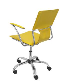 FORÖL Modelo Bogarra - Silla de oficina ergonómica con brazos fijos, regulable en altura y mecanismo basculante - Asiento y respaldo tapizados en similpiel color amarilla