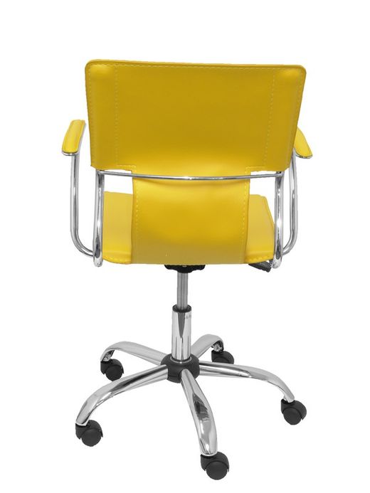 FORÖL Modelo Bogarra - Silla de oficina ergonómica con brazos fijos, regulable en altura y mecanismo basculante - Asiento y respaldo tapizados en similpiel color amarilla