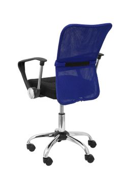 FORÖL Modelo Cardenete Silla de oficina ergonómica con mecanismo giratorio, brazos fijos y asiento regulable en altura  Respaldo de malla transpirable color azul y asiento tapizado en tejido de malla color negro