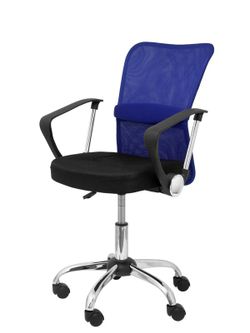 FORÖL Modelo Cardenete Silla de oficina ergonómica con mecanismo giratorio, brazos fijos y asiento regulable en altura  Respaldo de malla transpirable color azul y asiento tapizado en tejido de malla color negro