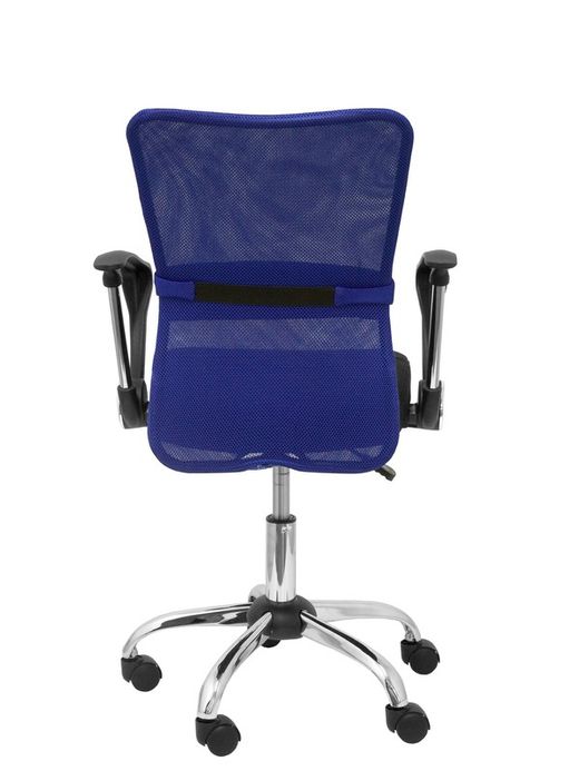 FORÖL Modelo Cardenete Silla de oficina ergonómica con mecanismo giratorio, brazos fijos y asiento regulable en altura  Respaldo de malla transpirable color azul y asiento tapizado en tejido de malla color negro