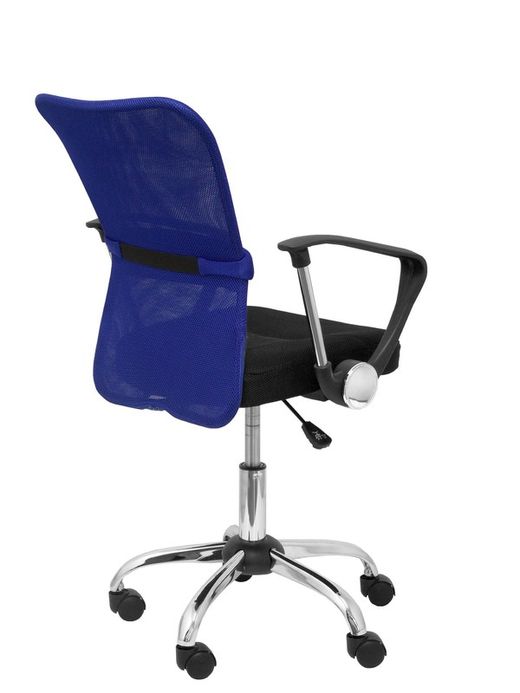 FORÖL Modelo Cardenete Silla de oficina ergonómica con mecanismo giratorio, brazos fijos y asiento regulable en altura  Respaldo de malla transpirable color azul y asiento tapizado en tejido de malla color negro