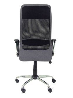 FORÖL Modelo  Esteras- Silla de dirección ergonómica con mecanismo basculante, brazos fijos y regulable en altura - Respaldo de malla transpirable con cabecero y asiento tapizado en tela color gris.